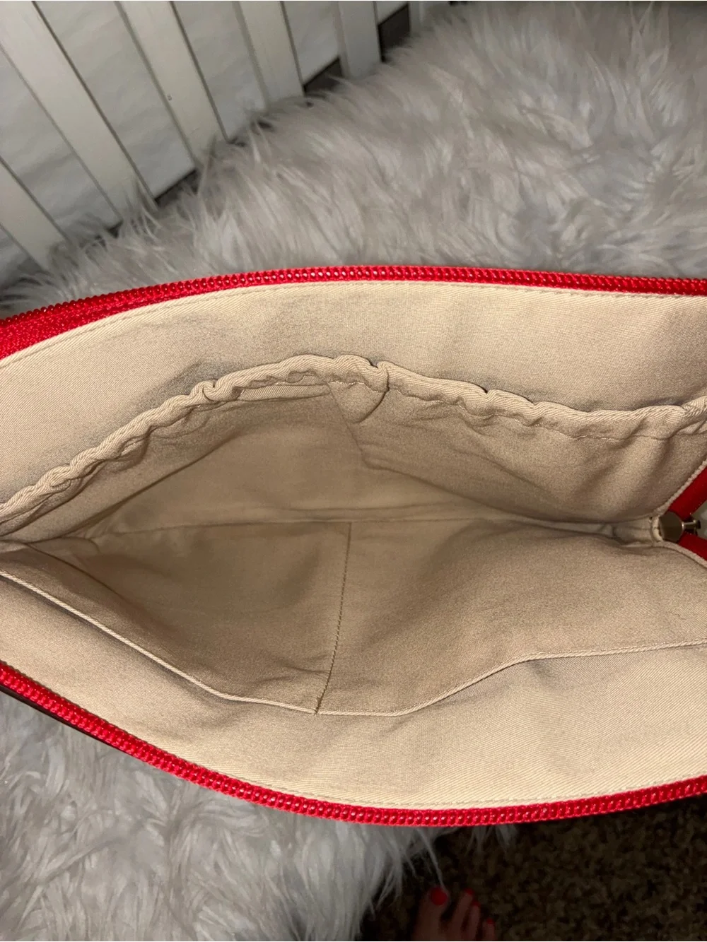 Coach Red Saffiano Leather Pouch Sleeve iPad Tablet Case Zip Around Pockets - Picture 6 of 9